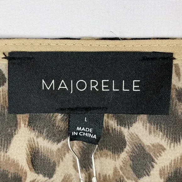 Majorelle Lexi‎ Smocked Mini Dress Leopard Animal Print Tan Black Sz L